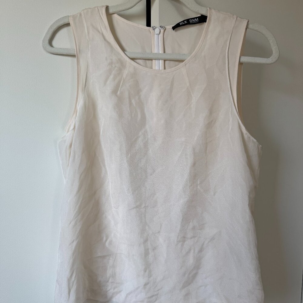 BLK DNM Cream Sleeveless Silk Top – Minimalist Tank Blouse